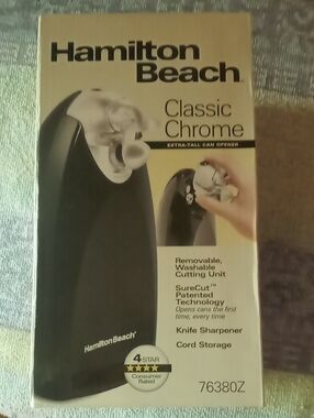 Hamilton Beach Classic Chrome Electric Can Opener - Black and Chrome